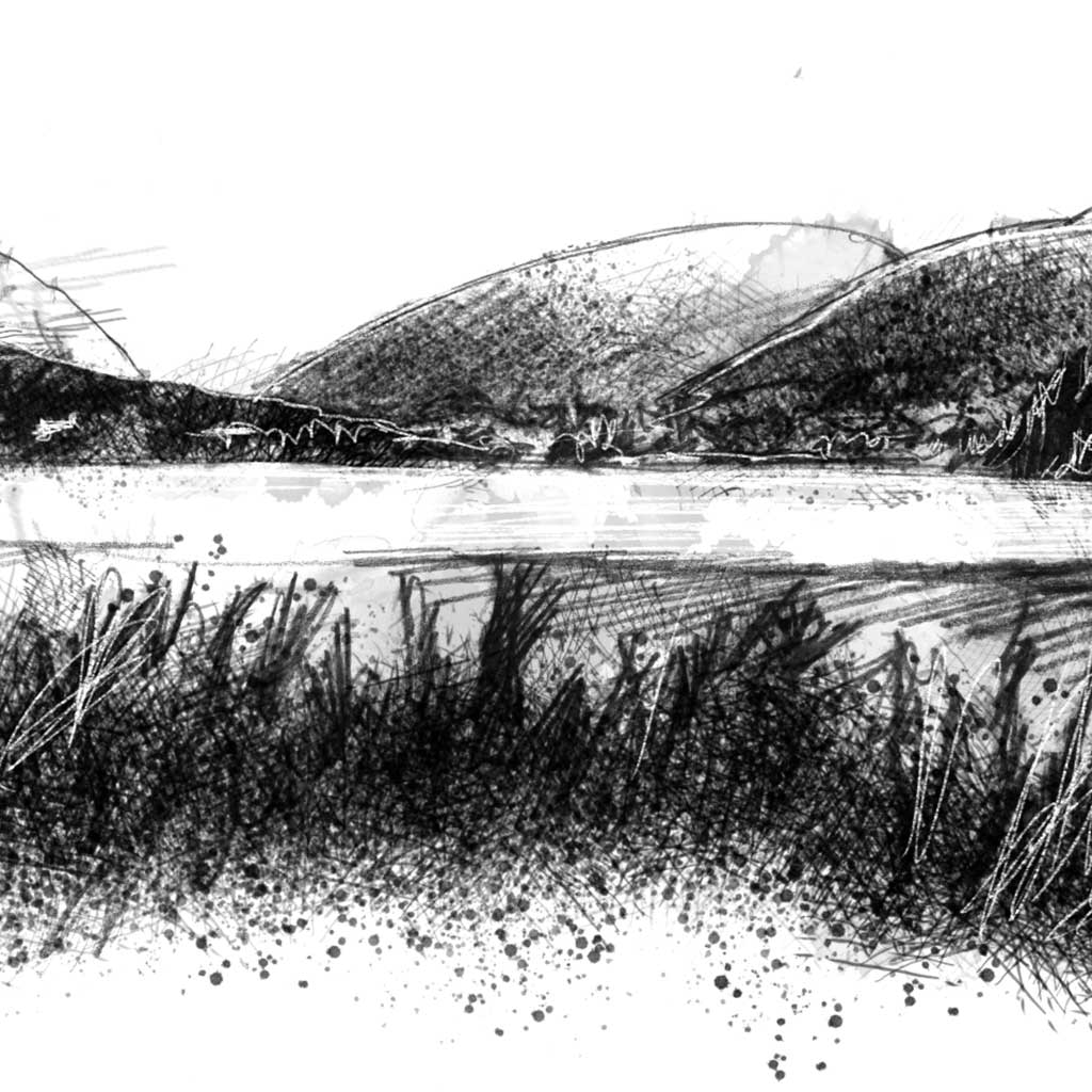 Grasmere lake - BW Sketch