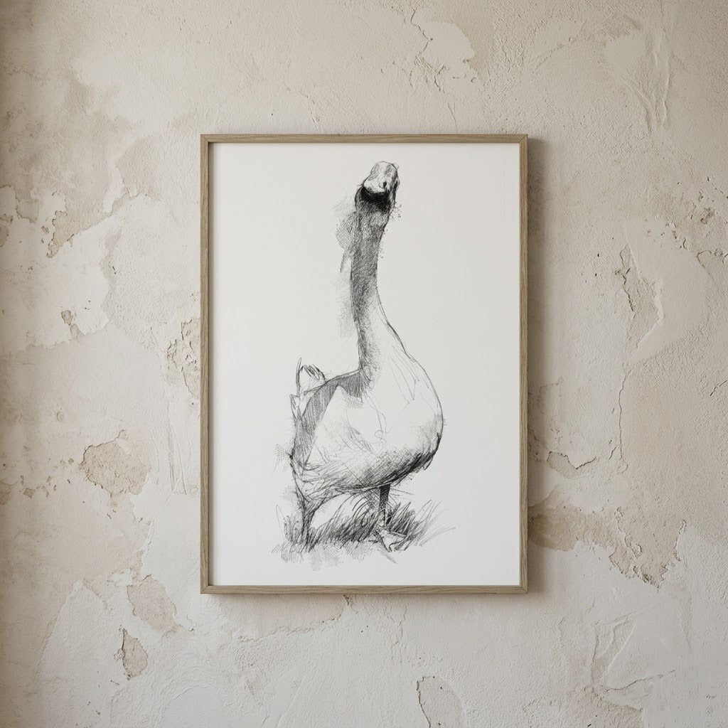 Greylag goose - BW Sketch