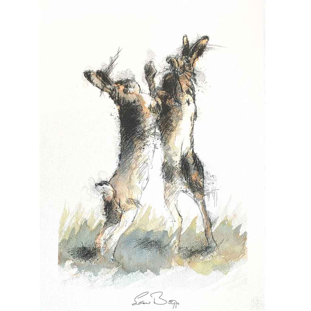 Boxing hares original sketch