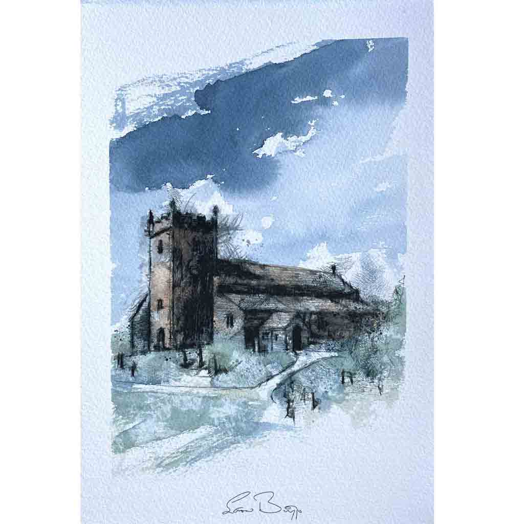 Hawkshead church original sketch