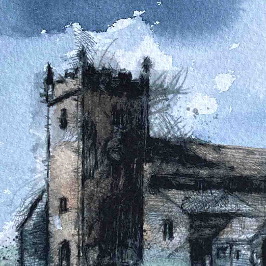 Hawkshead church original sketch
