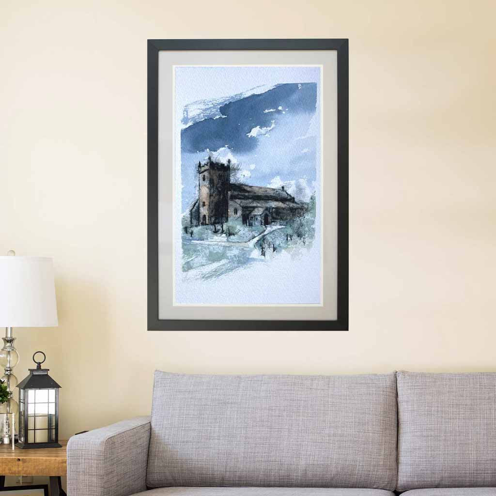 Hawkshead church original sketch