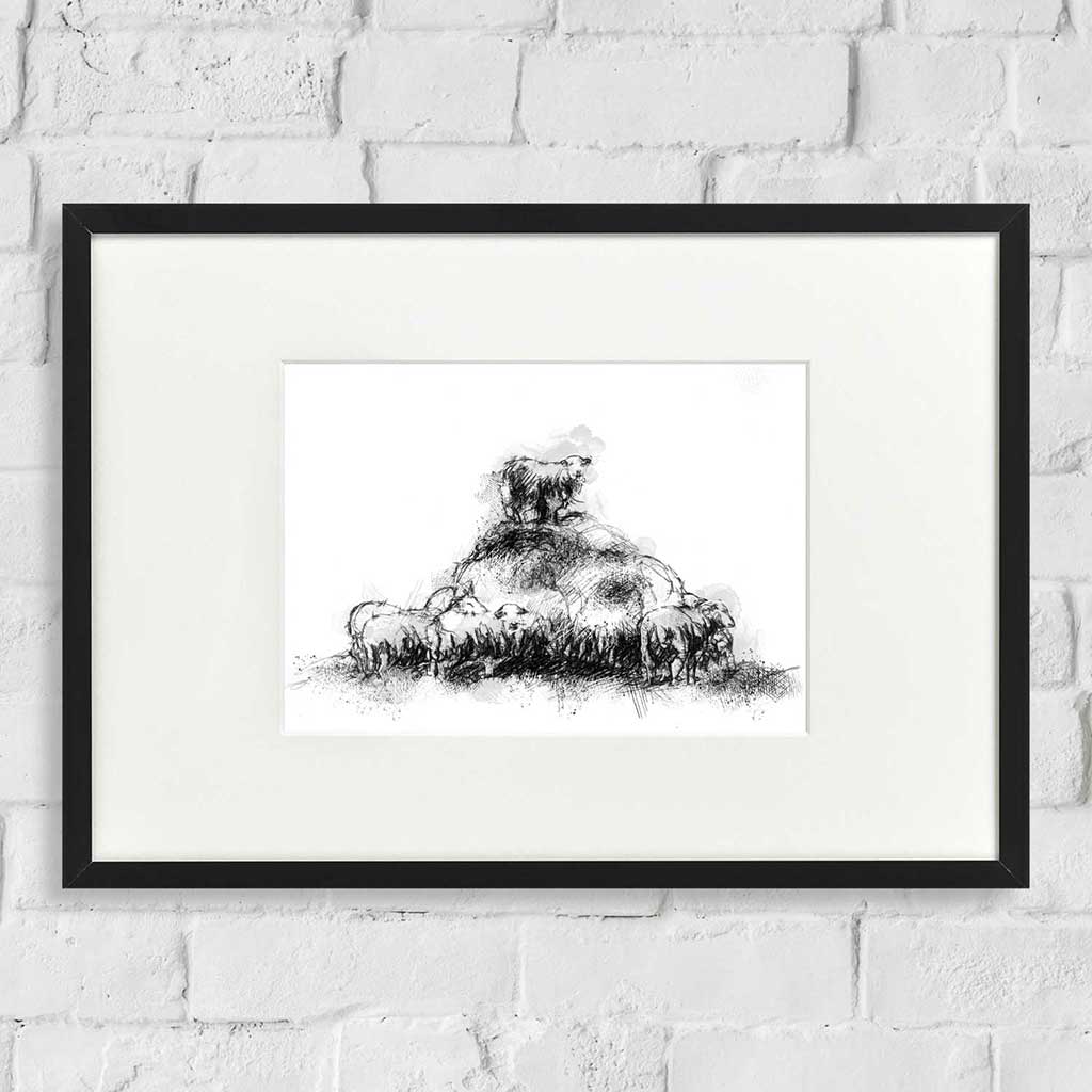 Sheep feeding heap