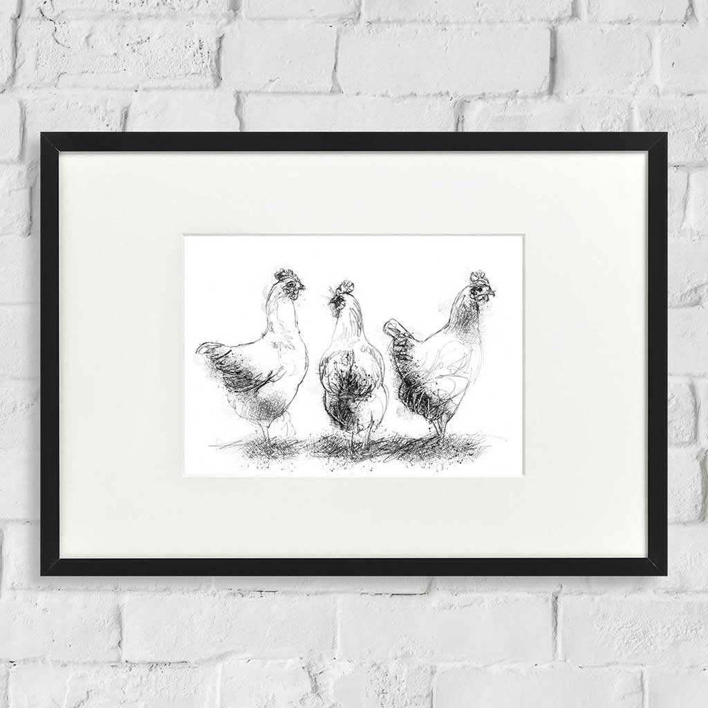Three hens