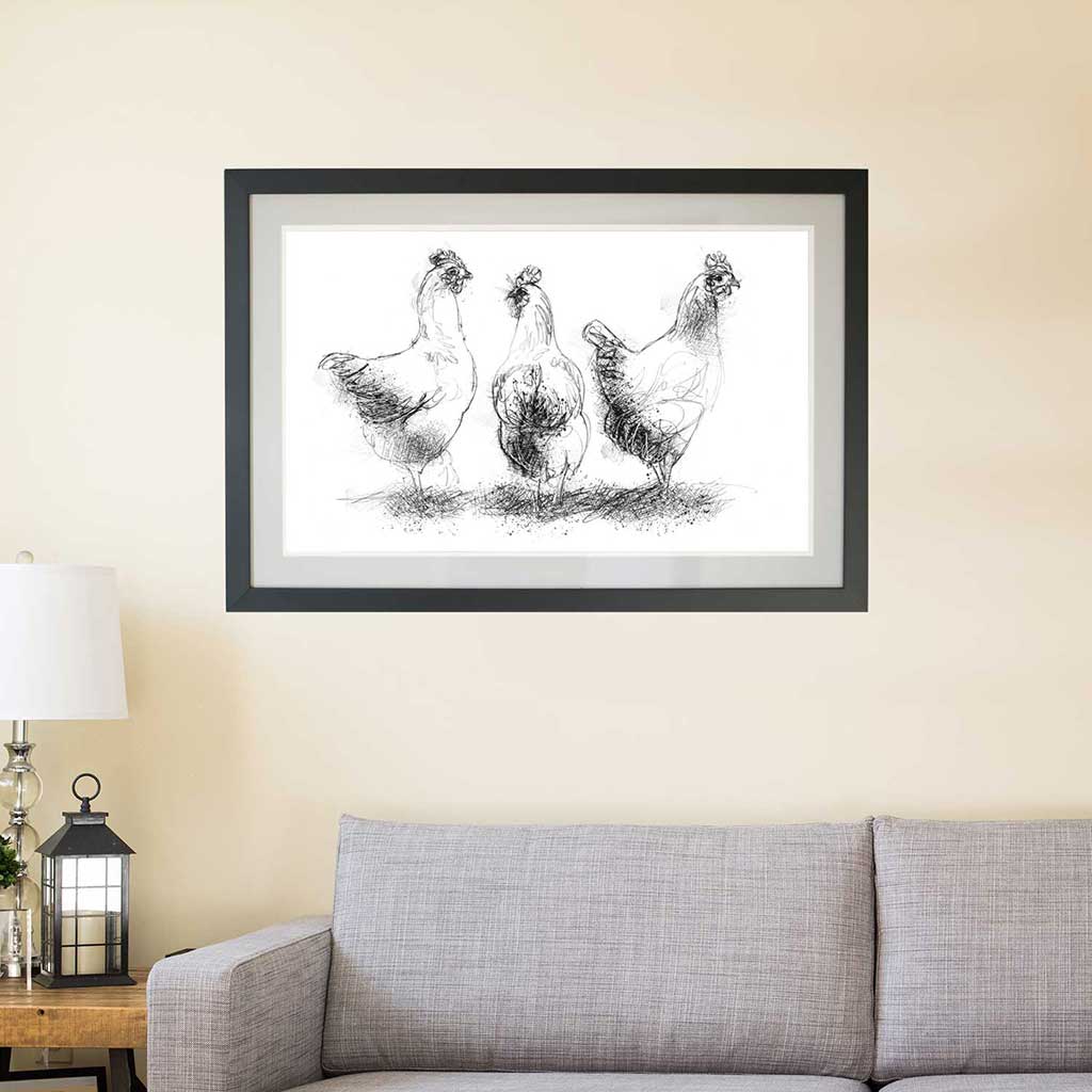 Three hens