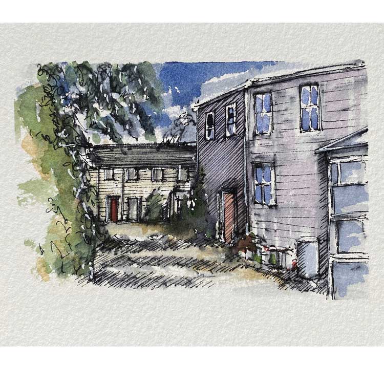 Heptonstall cottages mini sketch