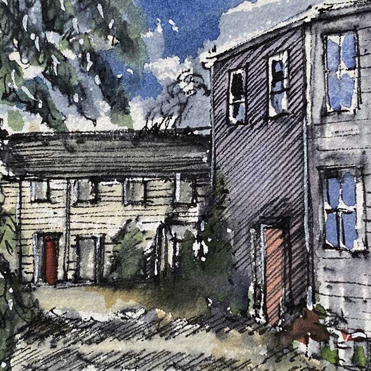 Heptonstall cottages mini sketch