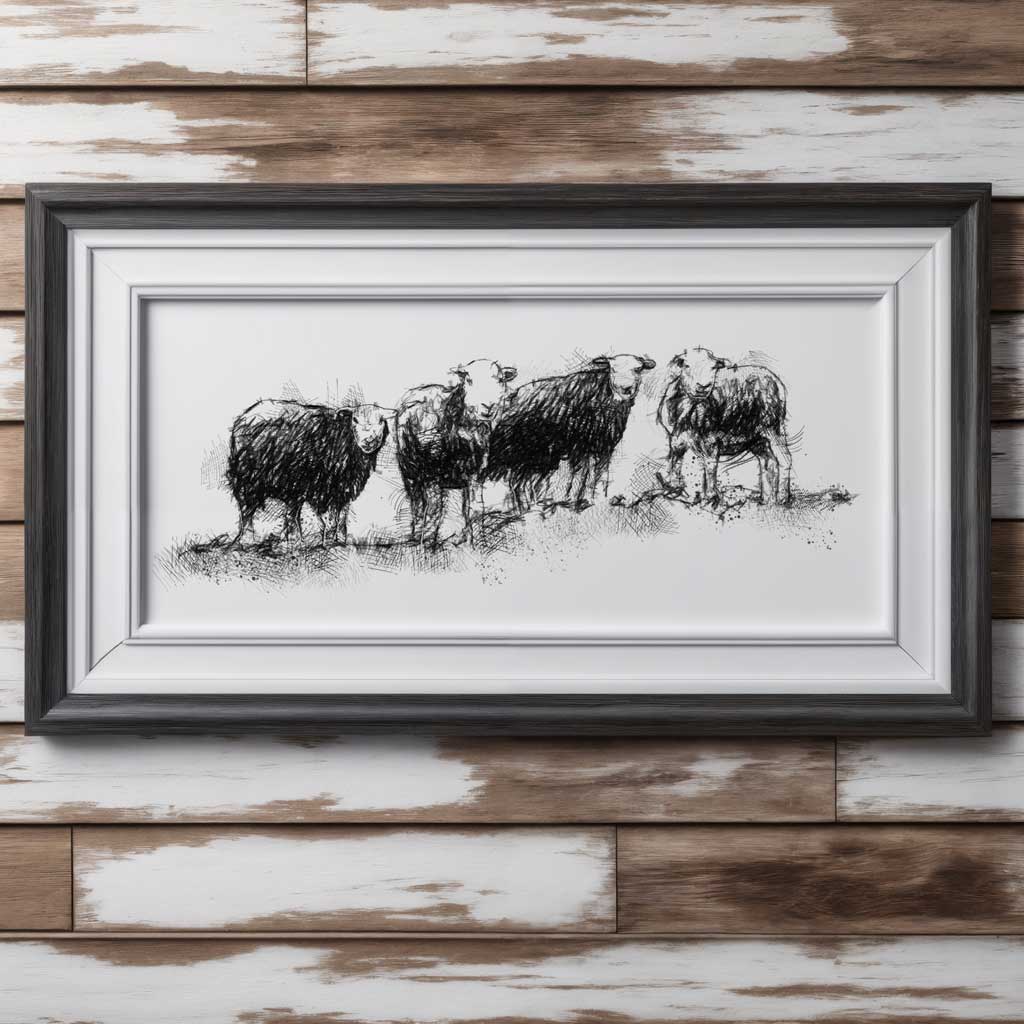 Herdwick sheep line wide format