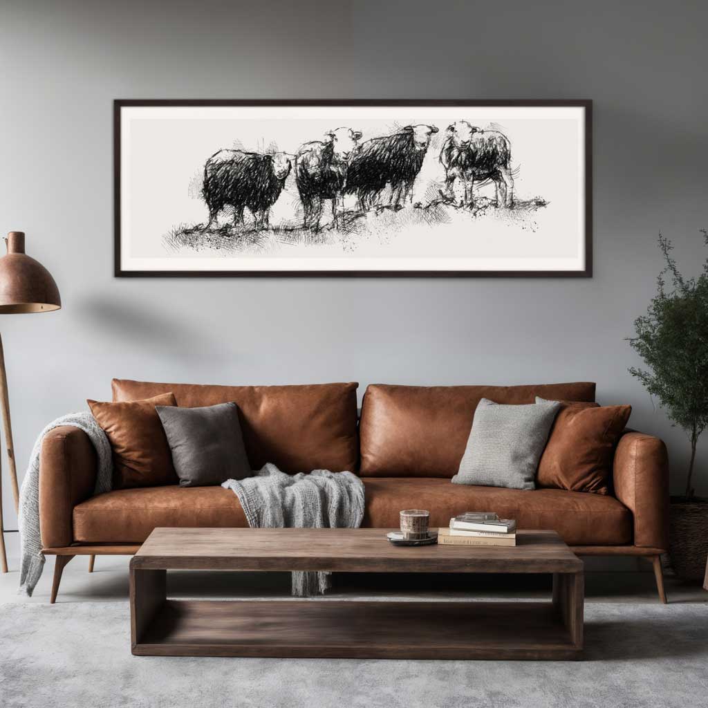 Herdwick sheep line wide format