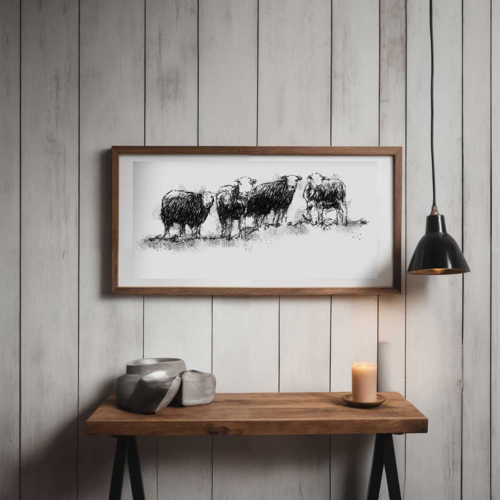 Herdwick sheep line wide format