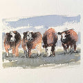 Hereford cows original mini sketch
