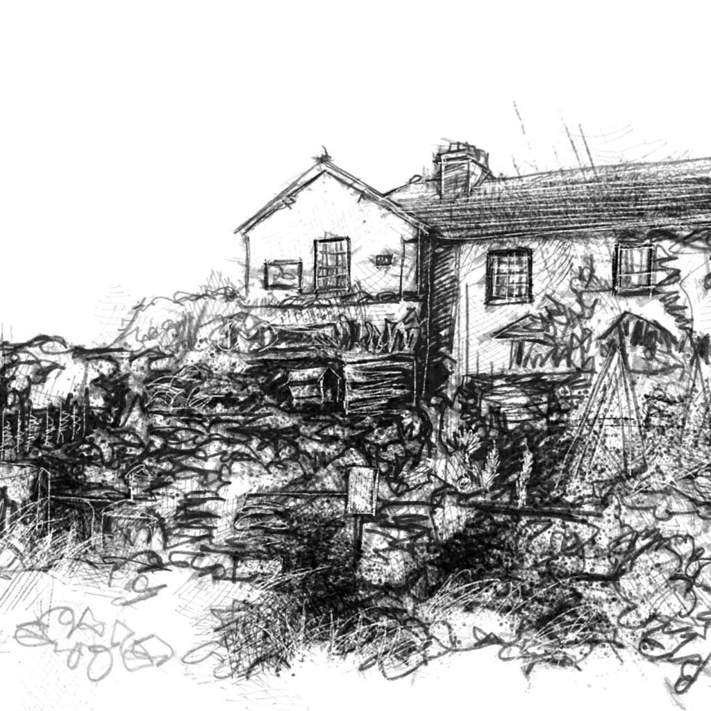 Hill top farm - BW Sketch