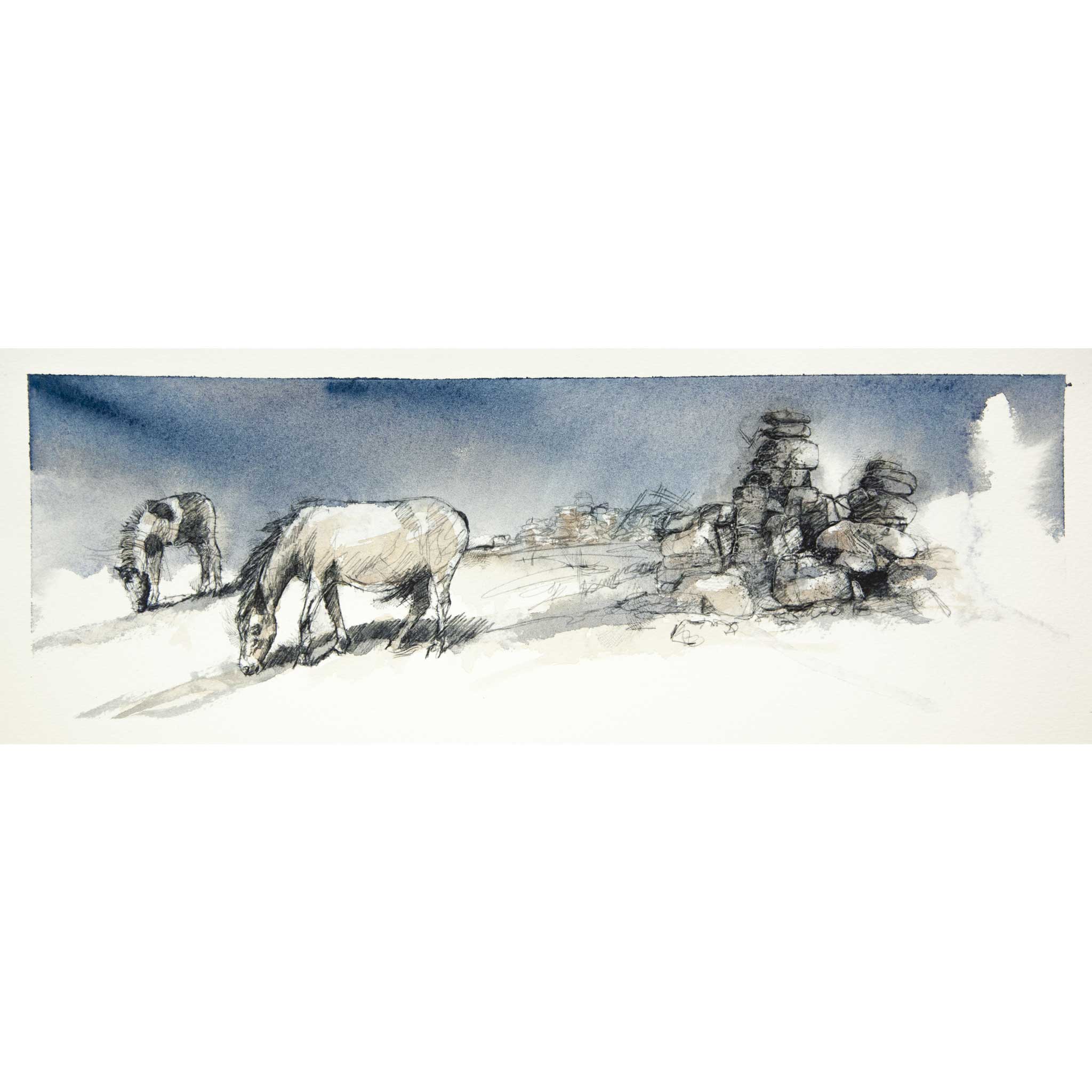 Dartmoor ponies - Colour Sketch | Original