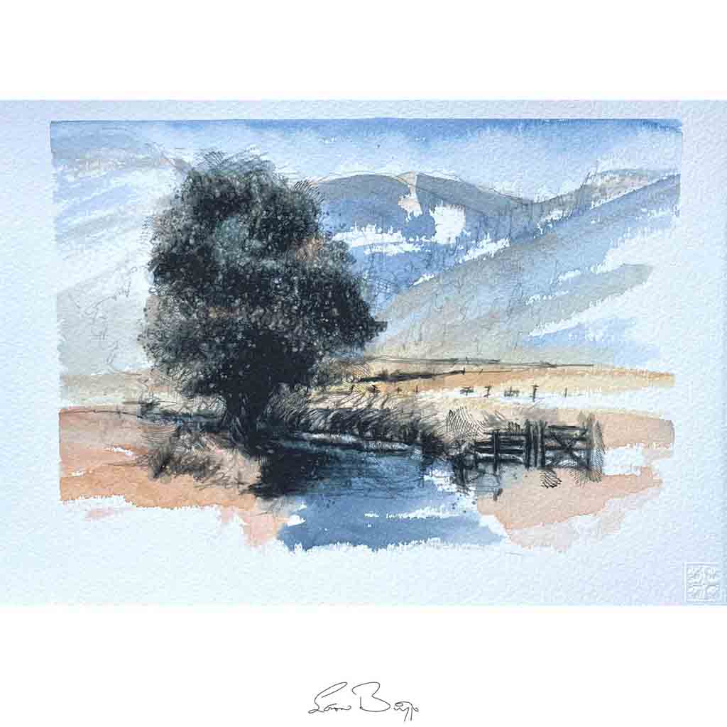 Cumbrian river original sketch