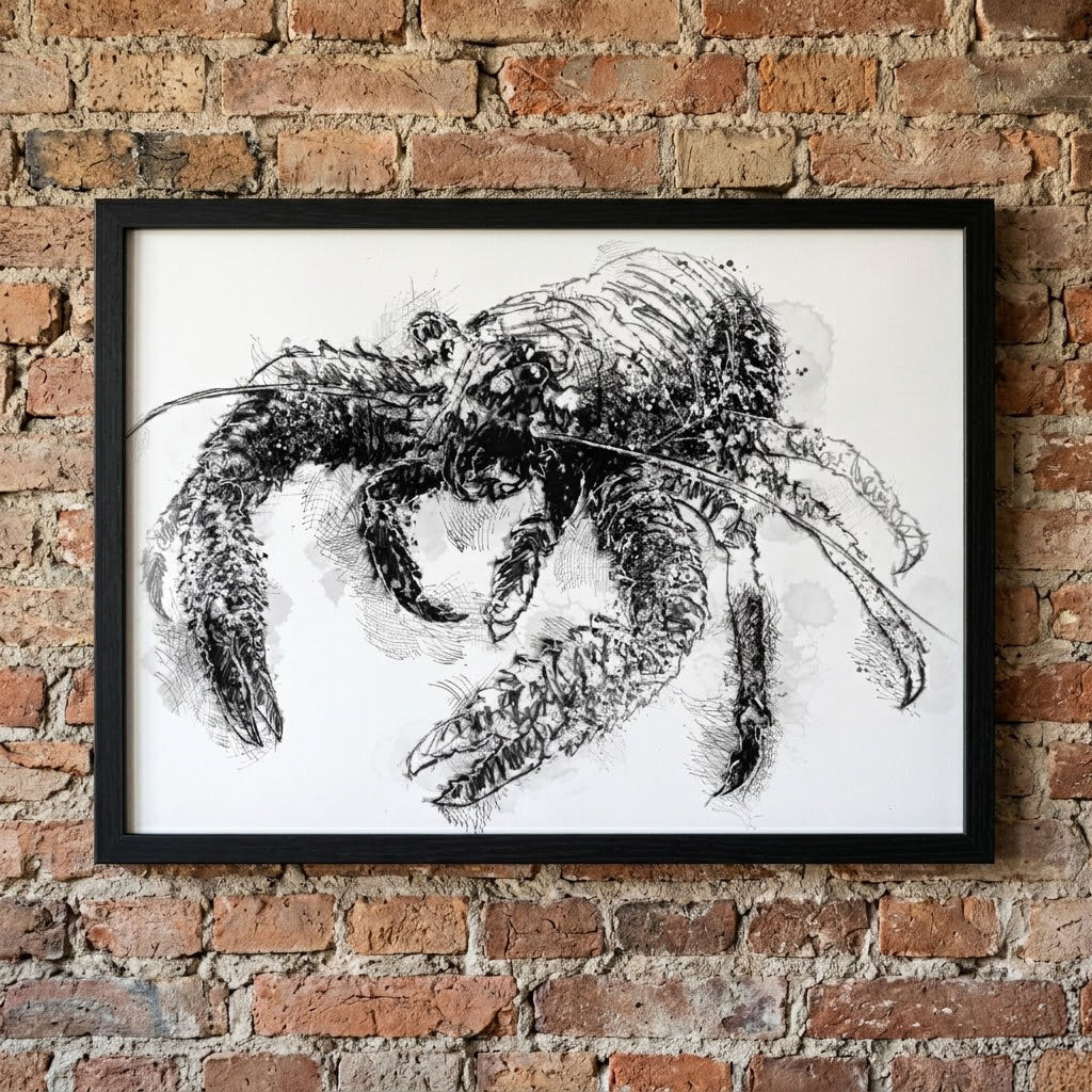 Spiny squat lobster - BW Sketch