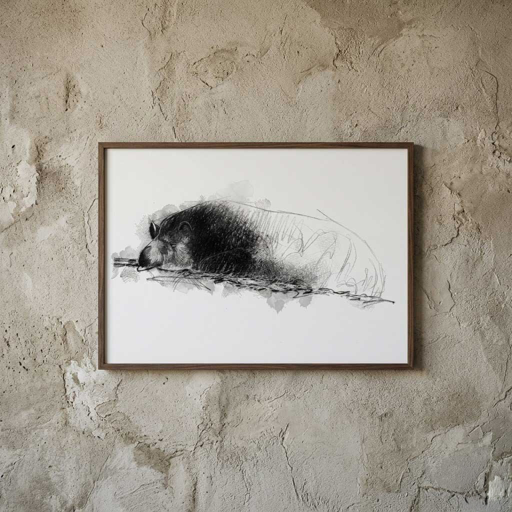 Malayan Tapir - BW Sketch