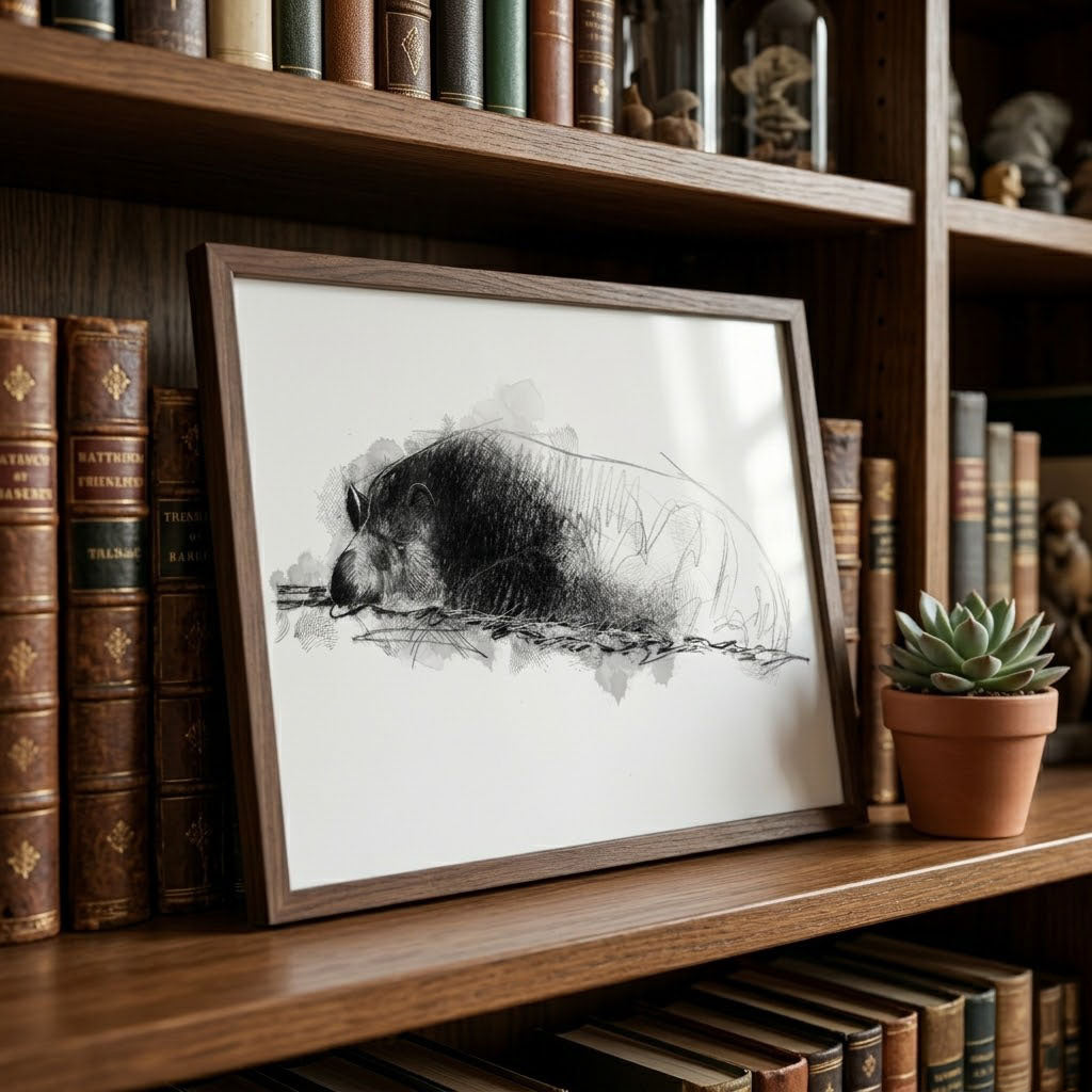 Malayan Tapir - BW Sketch