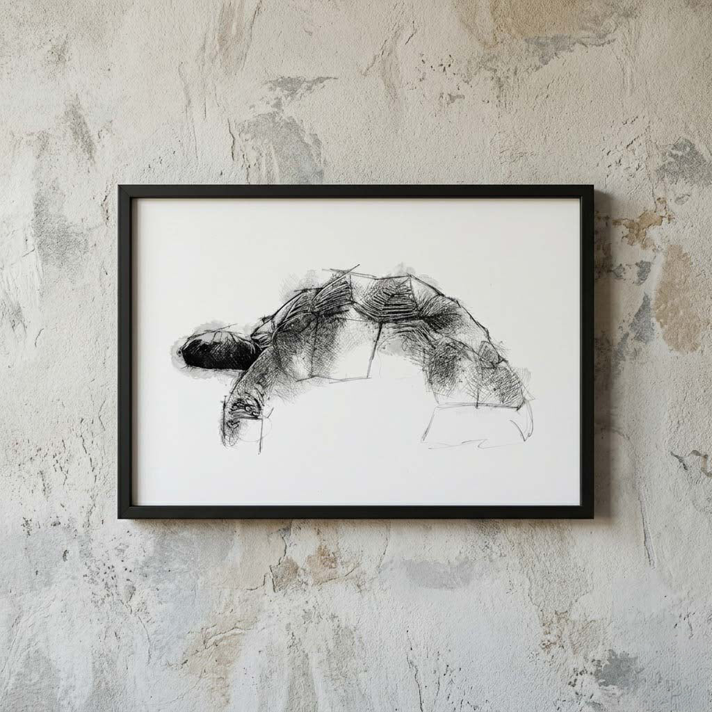 Giant Tortoise - BW Sketch