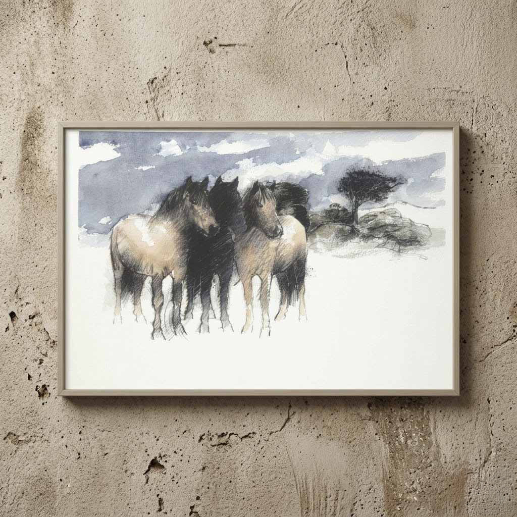 Dartmoor ponies - Colour Sketch