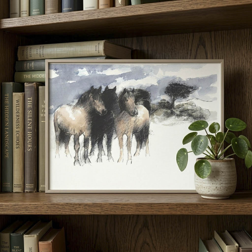 Dartmoor ponies - Colour Sketch