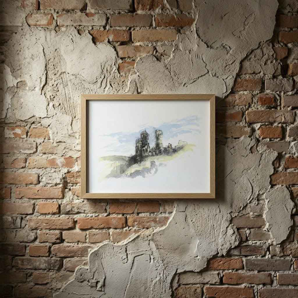 Corfe castle - Colour Sketch