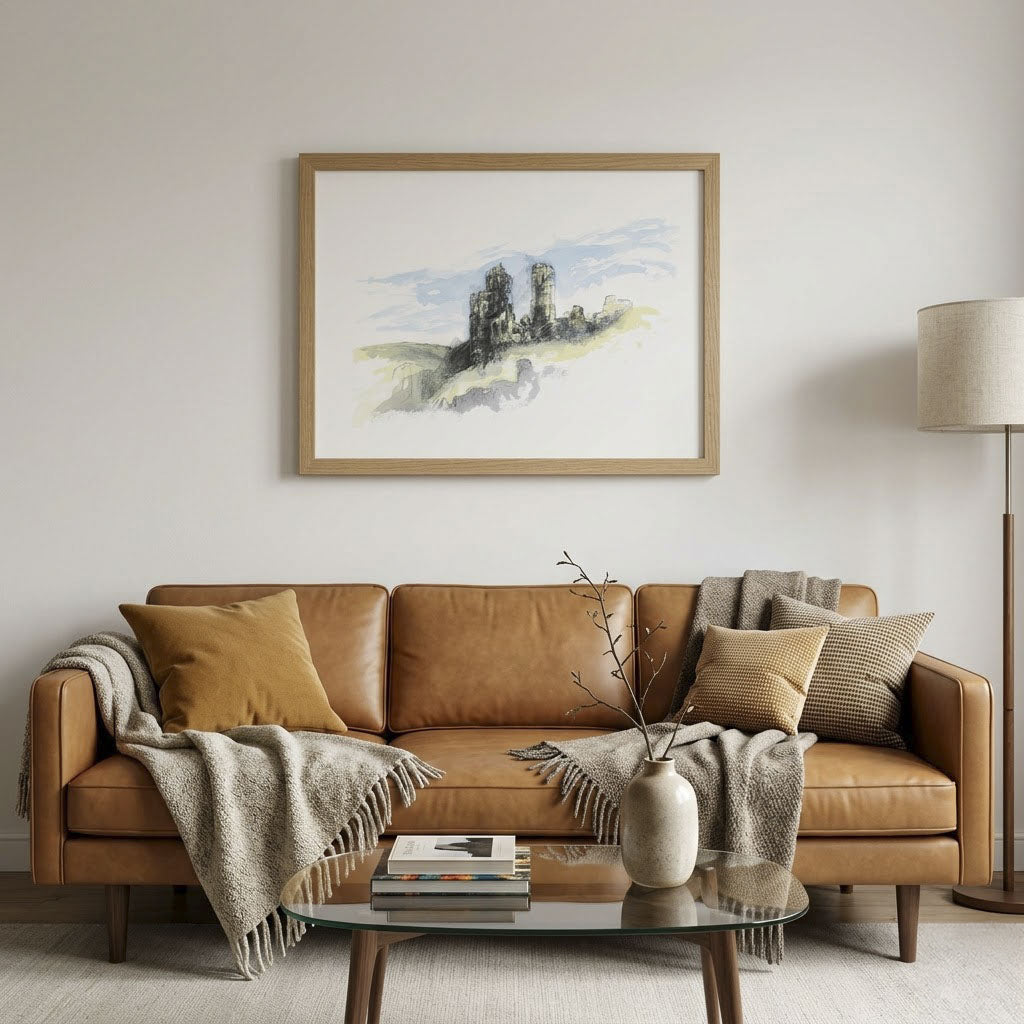 Corfe castle - Colour Sketch