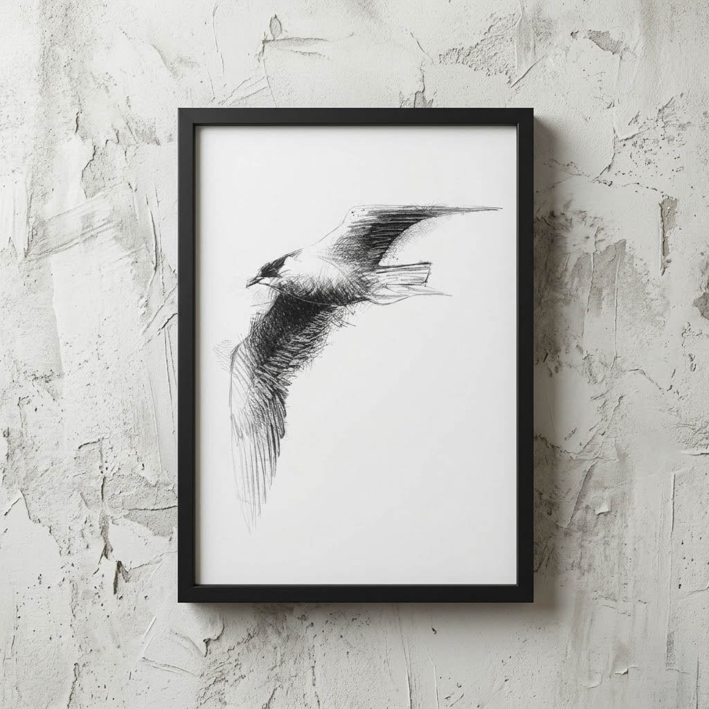 Arctic skua - BW Sketch