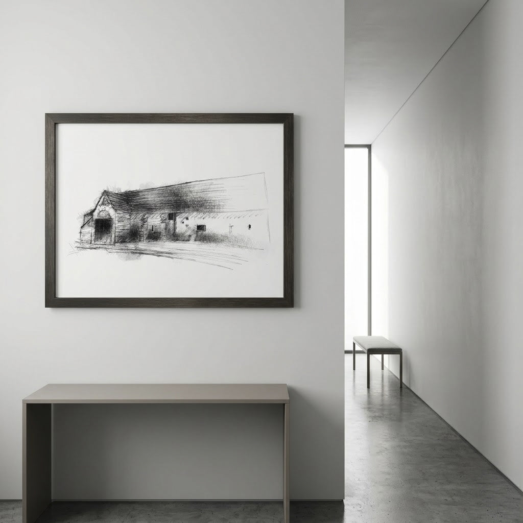 Doughton Manor Barn - BW Sketch
