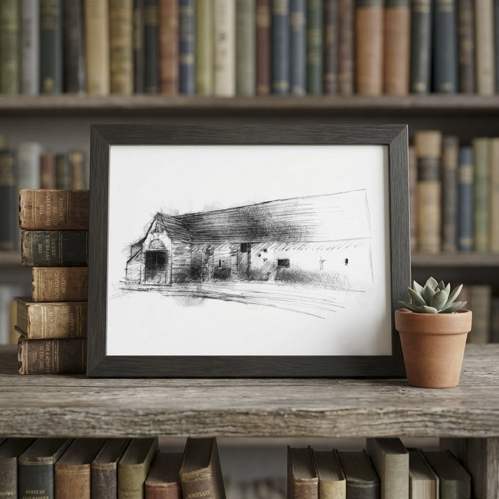 Doughton Manor Barn - BW Sketch