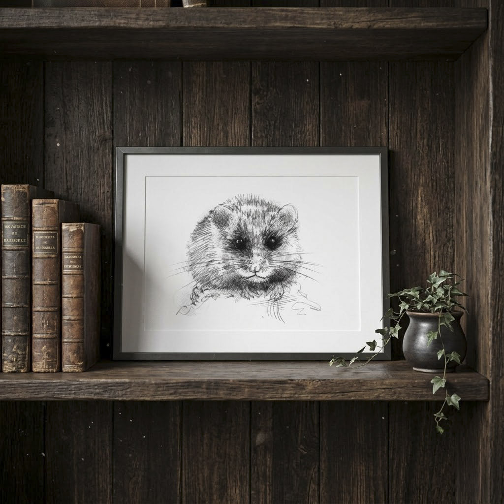 Hazel Dormouse - BW Sketch