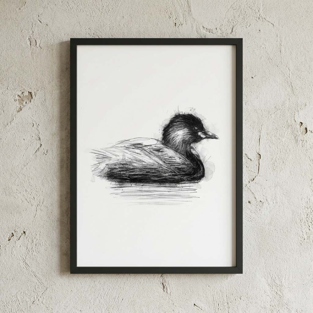 Little grebe - BW Sketch