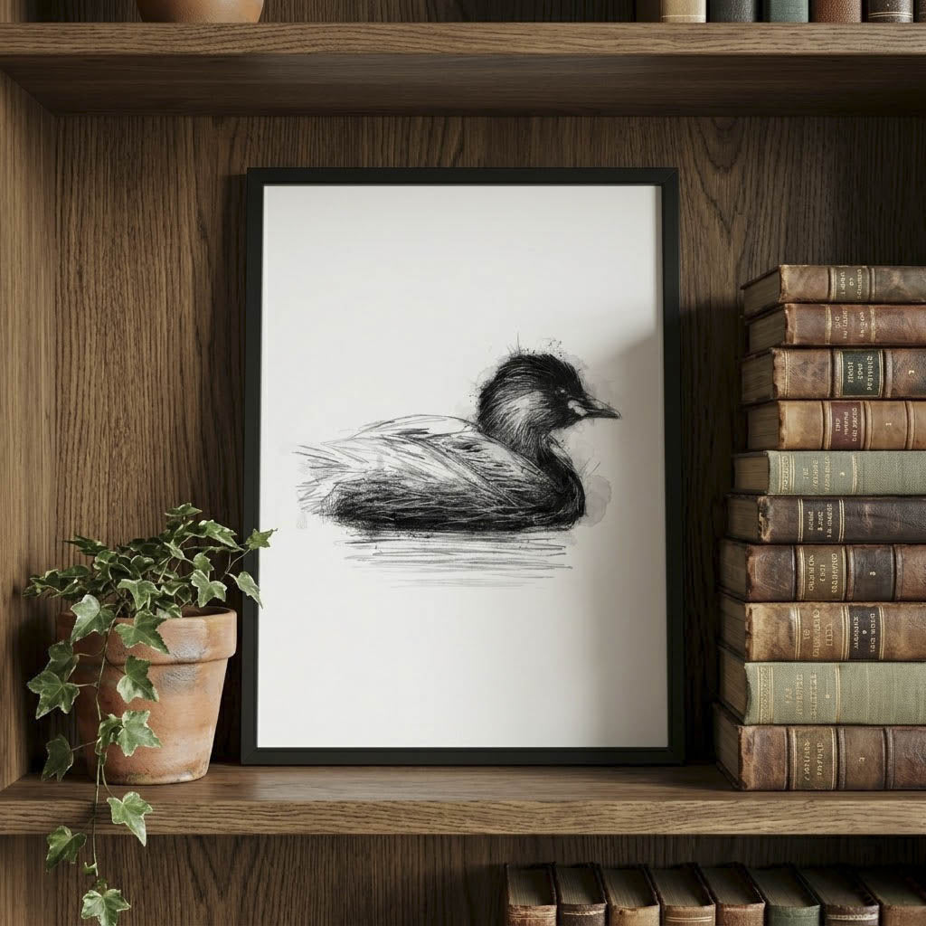Little grebe - BW Sketch