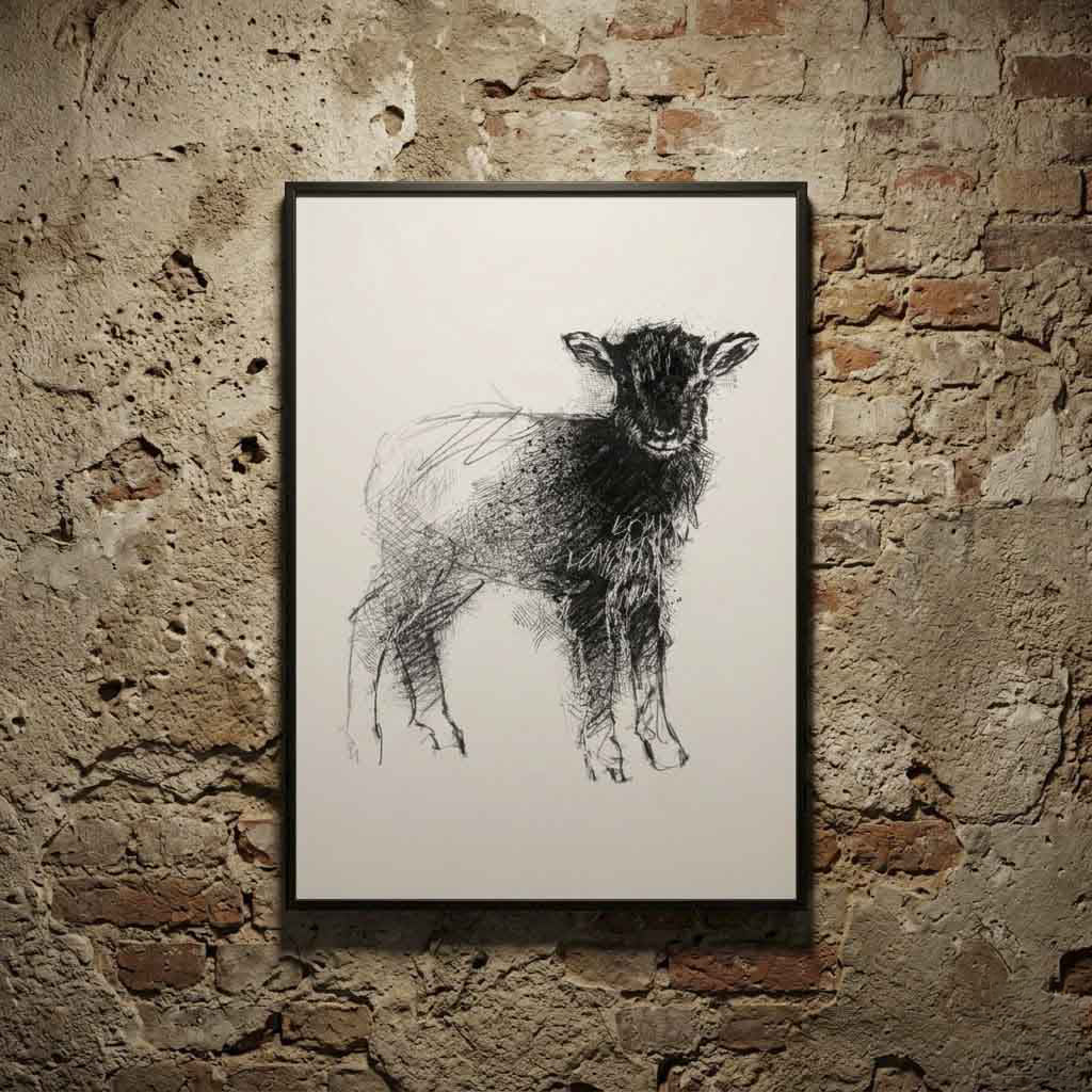 Soay Lamb - BW Sketch