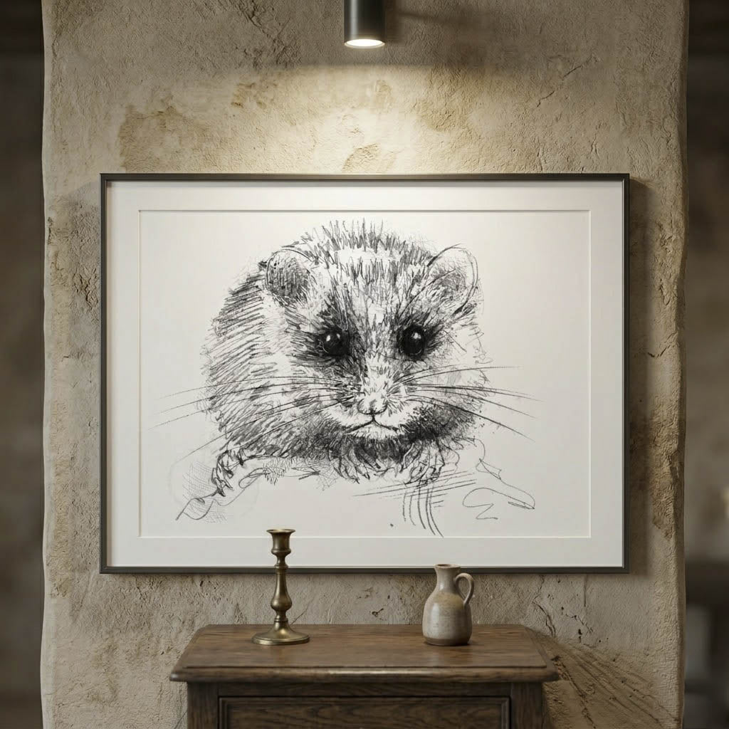 Hazel Dormouse - BW Sketch