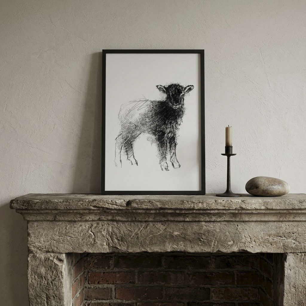 Soay Lamb - BW Sketch