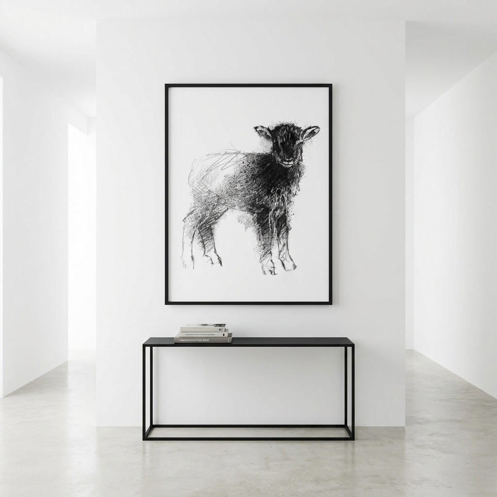 Soay Lamb - BW Sketch