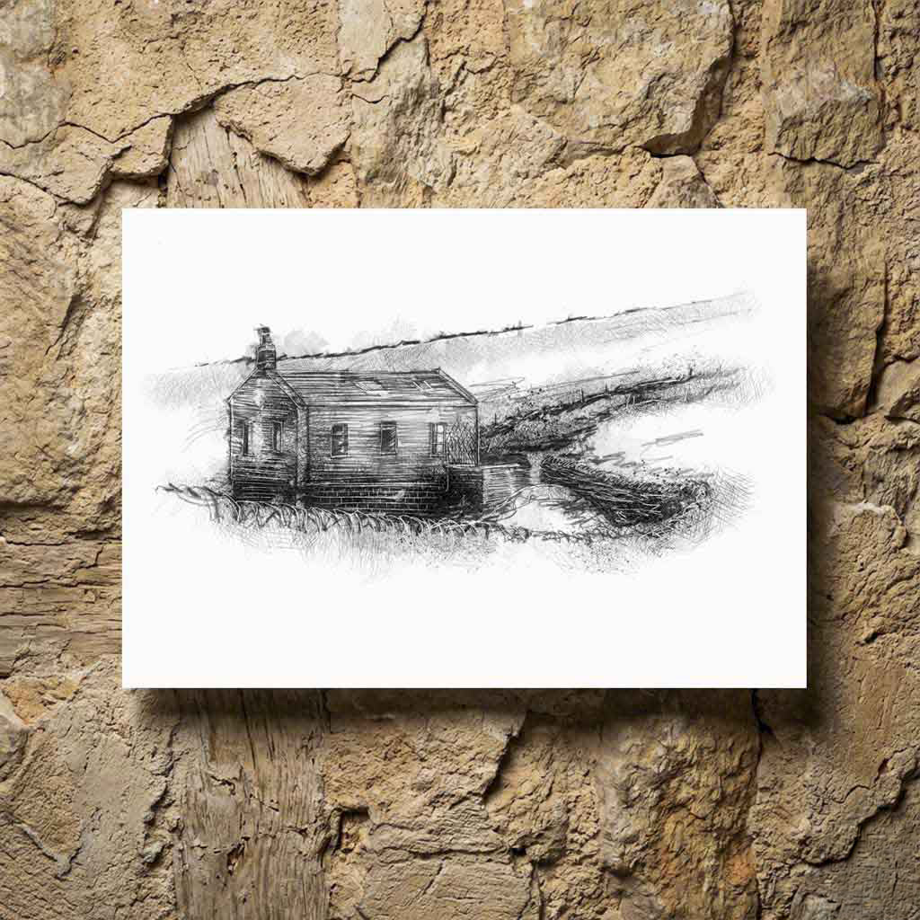 Stone chapel Yorkshire - BW Sketch