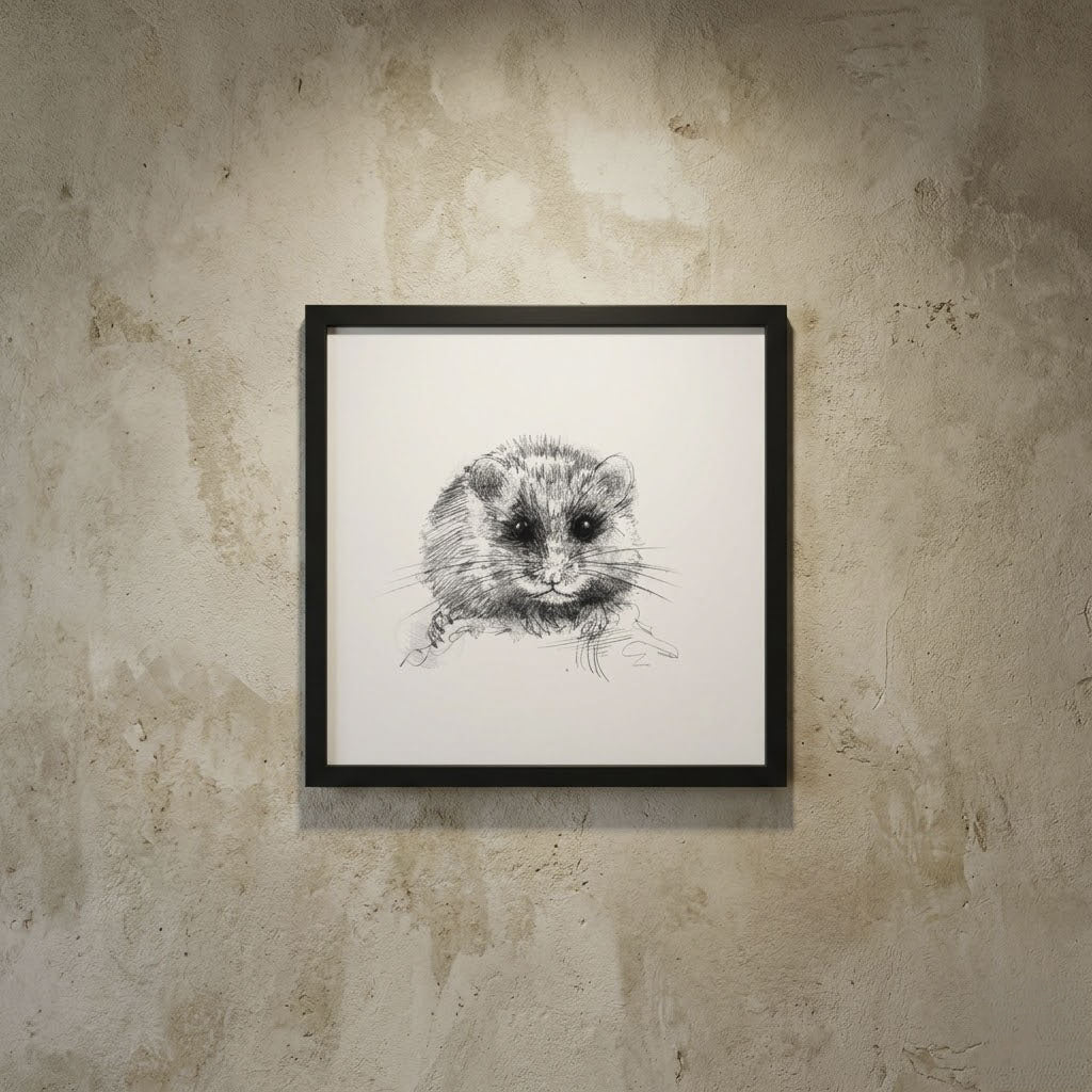 Hazel Dormouse - BW Sketch