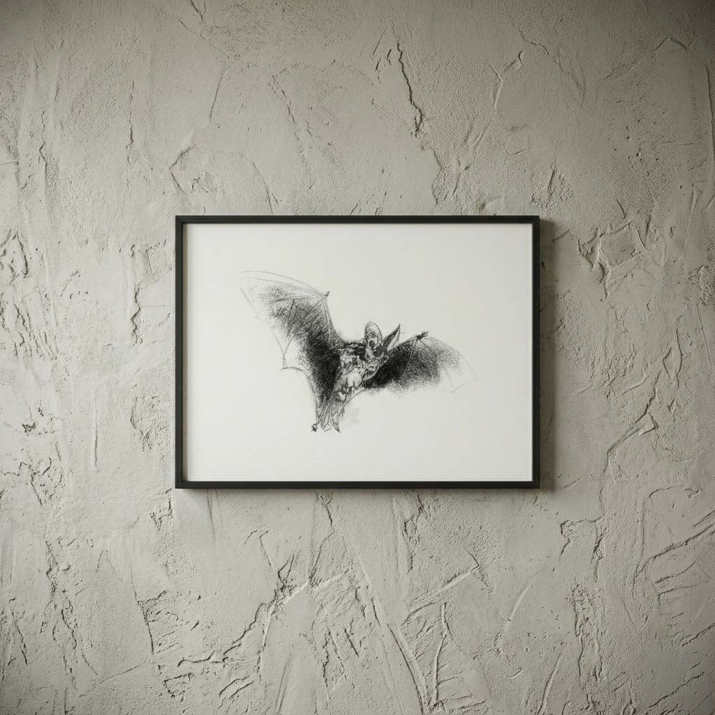 Mouse-eared Bat - BW Sketch
