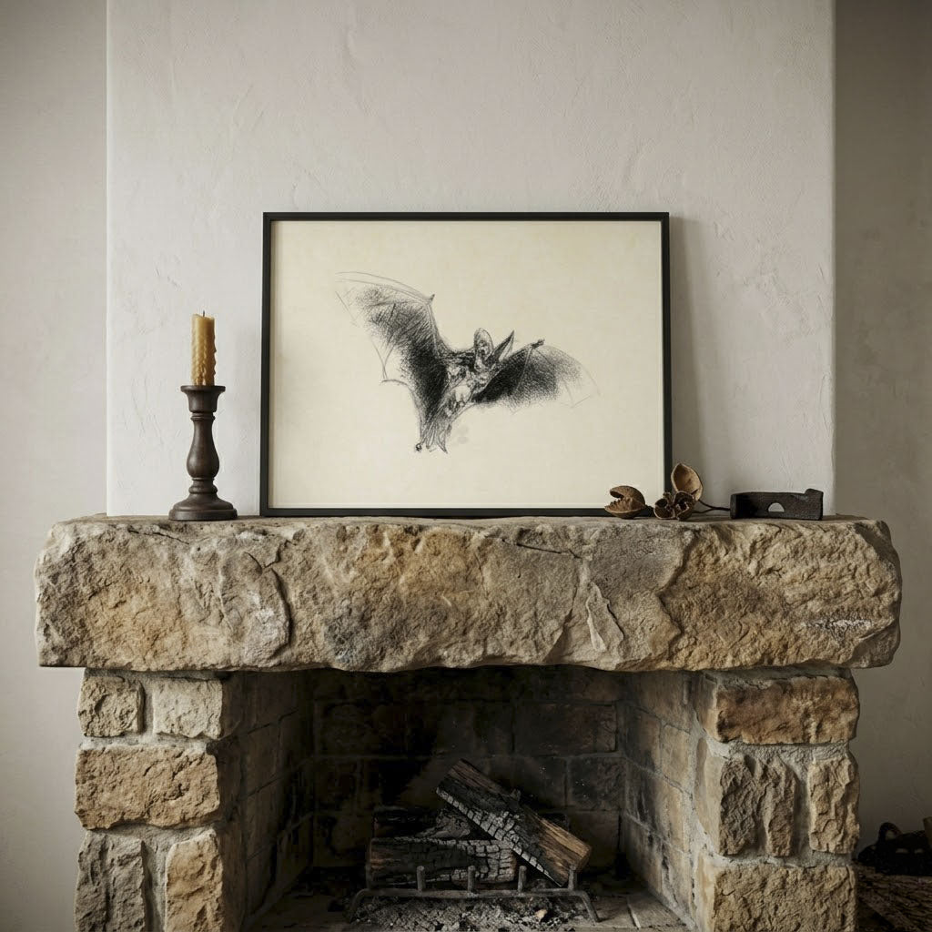Mouse-eared Bat - BW Sketch