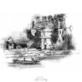 Currach at Menlo castle
