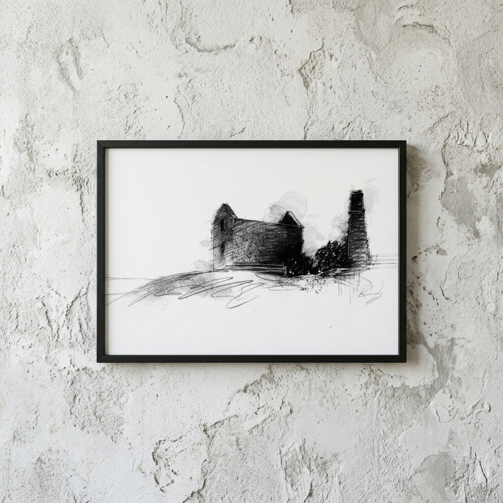 Cononley lead mine - BW Sketch