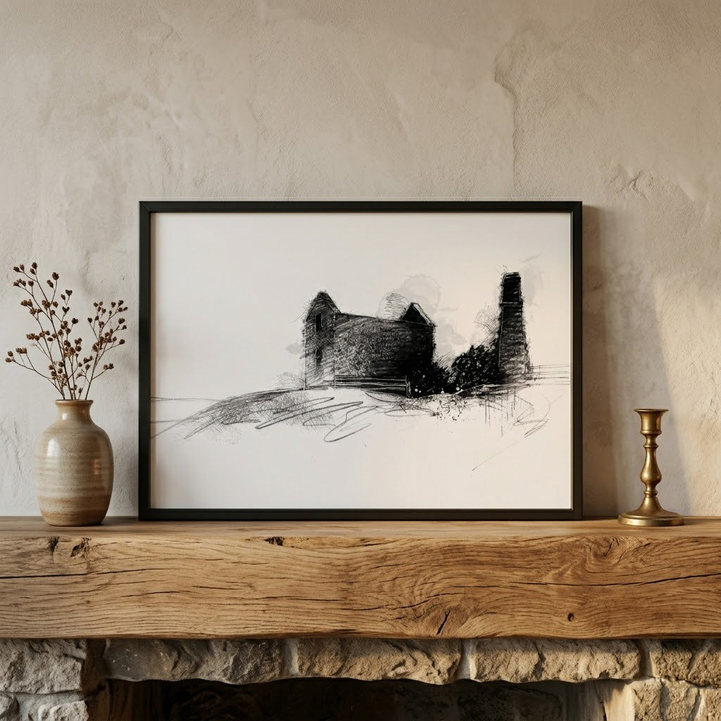 Cononley lead mine - BW Sketch