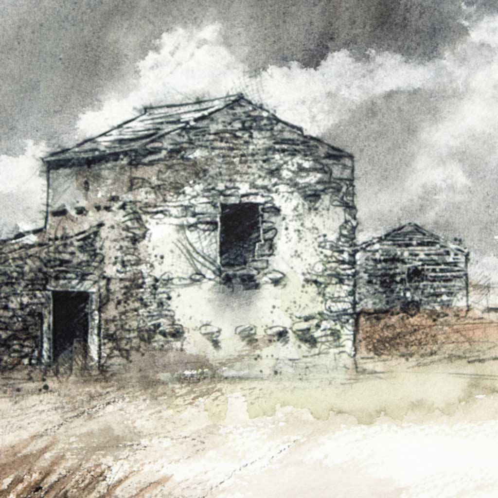 Moorland barns - Colour Sketch