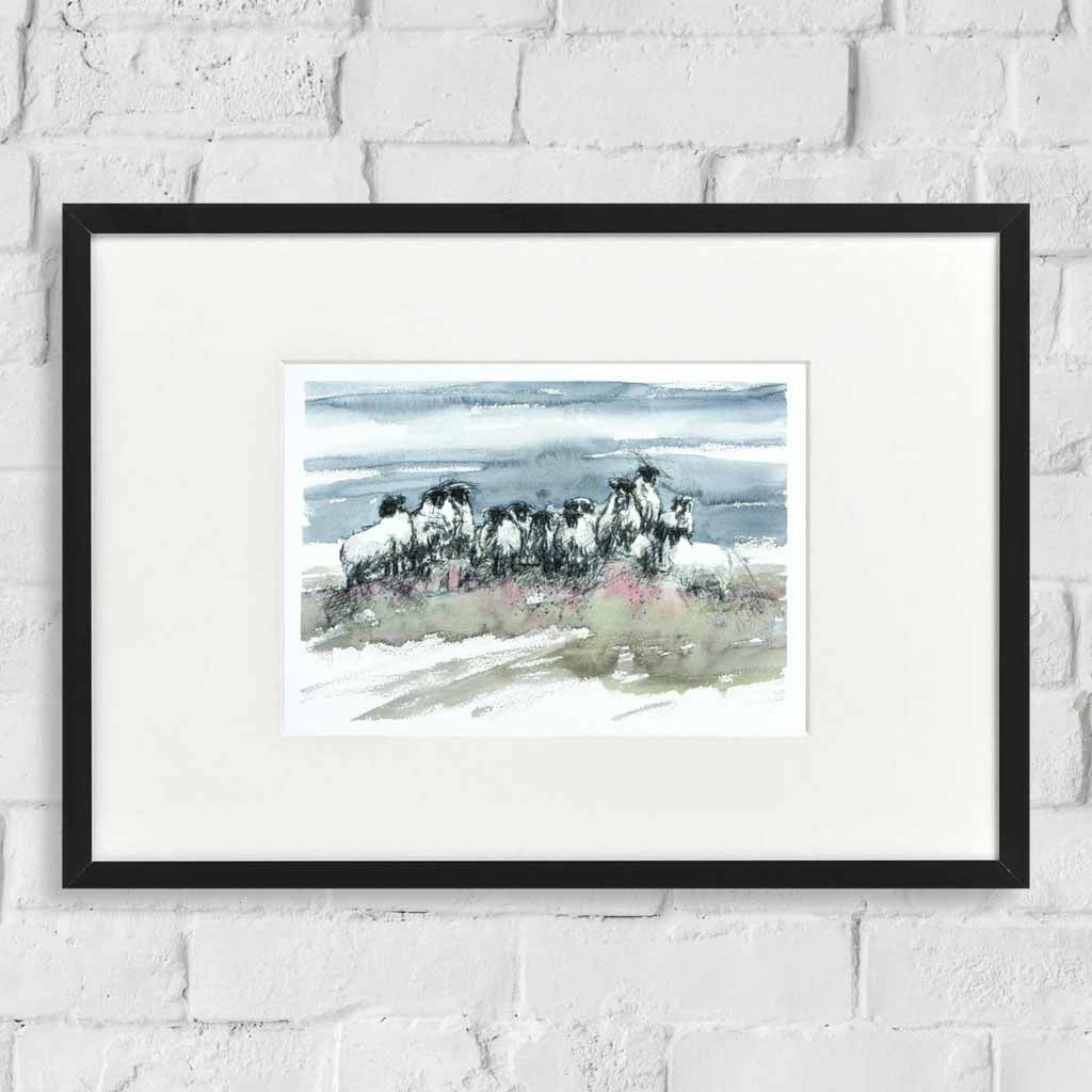 Moorland sheep watercolour