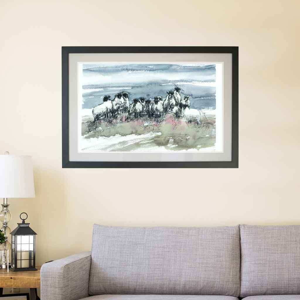 Moorland sheep watercolour