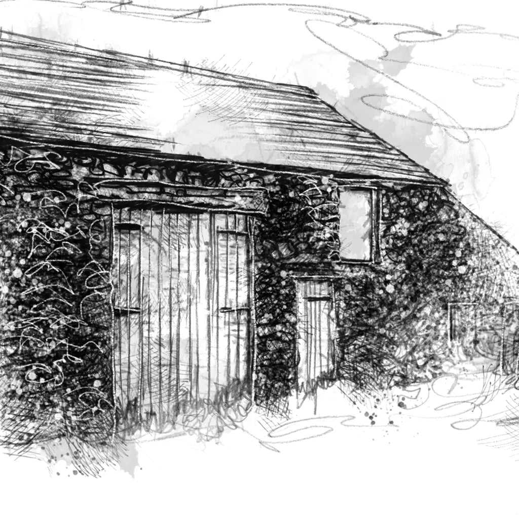 Traditional barn - BW Sketch