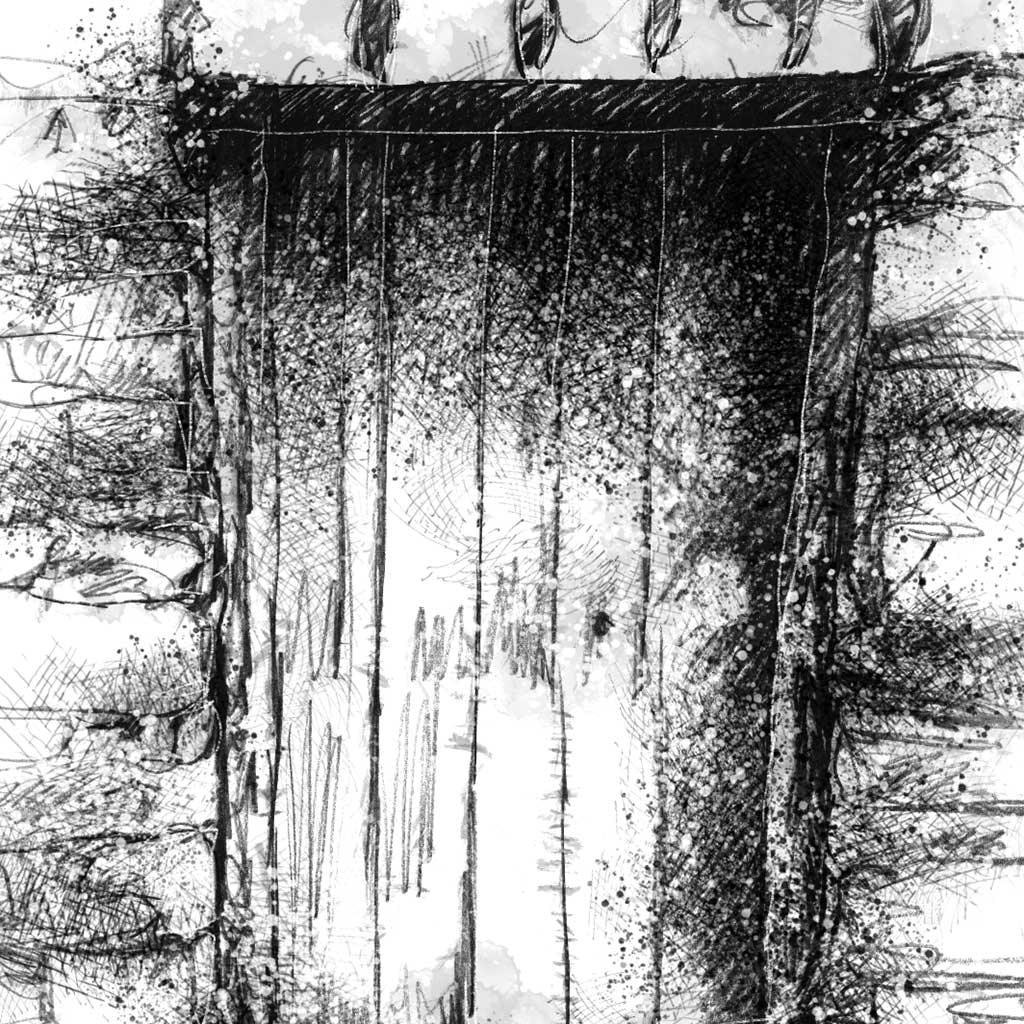 Grasmere old door - BW Sketch
