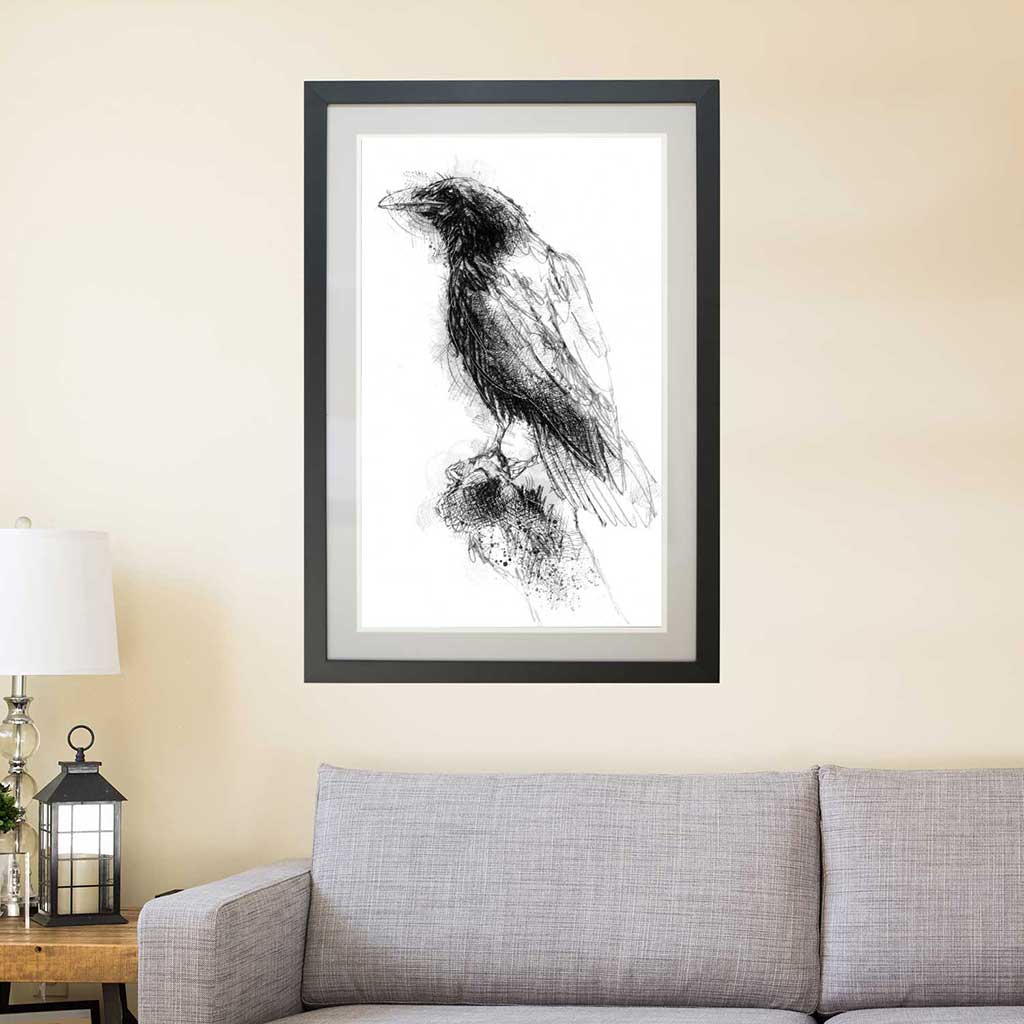 Raven perched