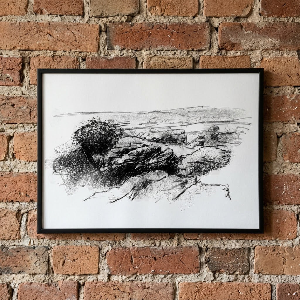 Winskill rocks - BW Sketch